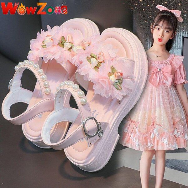 Girls Floral Shoe - Pink - Image 1