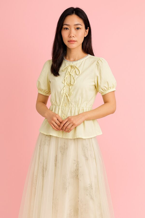 Floral Skirt & Tops for Ladies Green - Yellow - Image 1